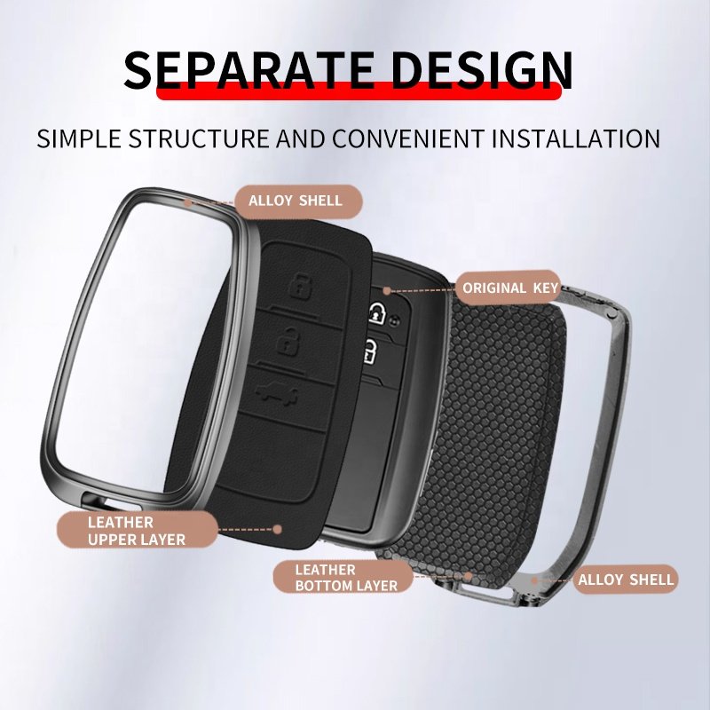 For Metal Zinc Alloy Leather Case Protection New Toyota Car Key Cover