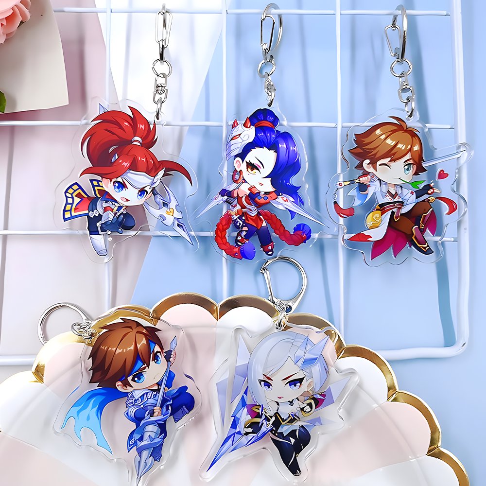 Factory Price Customized Clear Acrylic Keychain 2D Plastic Charm Key Chain Custom Logo Personalized Pendant Charms
