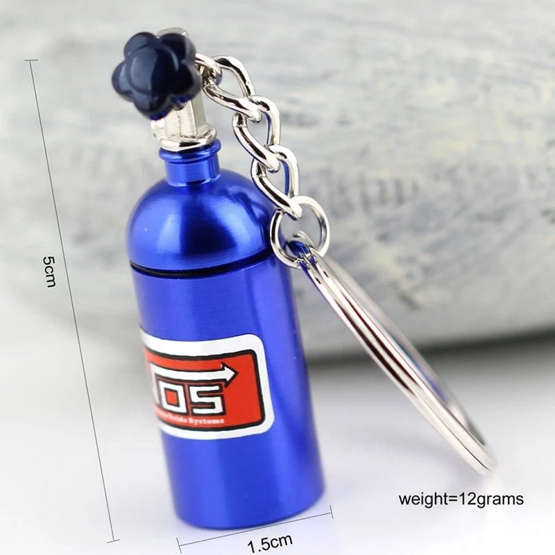 Fashion Metal Key Ring Car Key Chain Holder Keyfob NOS Turbo Nitrogen Bottle Keychain