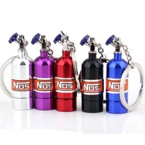 Fashion Metal Key Ring Car Key Chain Holder Keyfob NOS Turbo Nitrogen Bottle Keychain