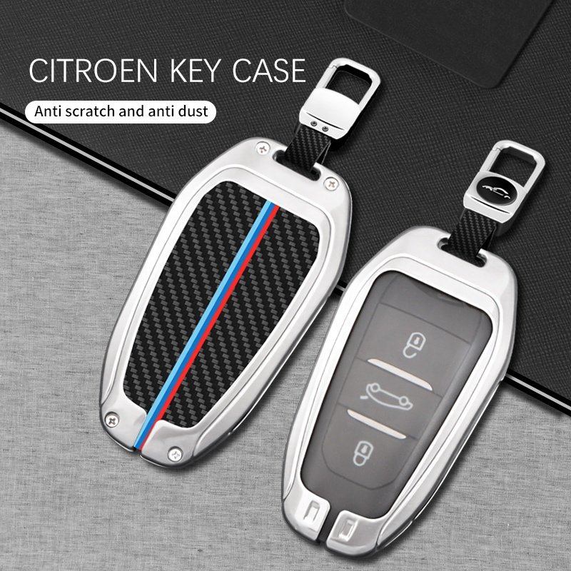Latest Car Accessories Car Key Cover Smart Key Double Protection for Citroen Carbon Interior Car Key