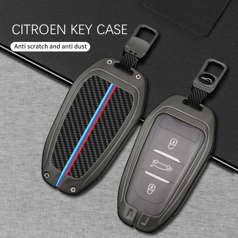 Latest Car Accessories Car Key Cover Smart Key Double Protection for Citroen Carbon Interior Car Key
