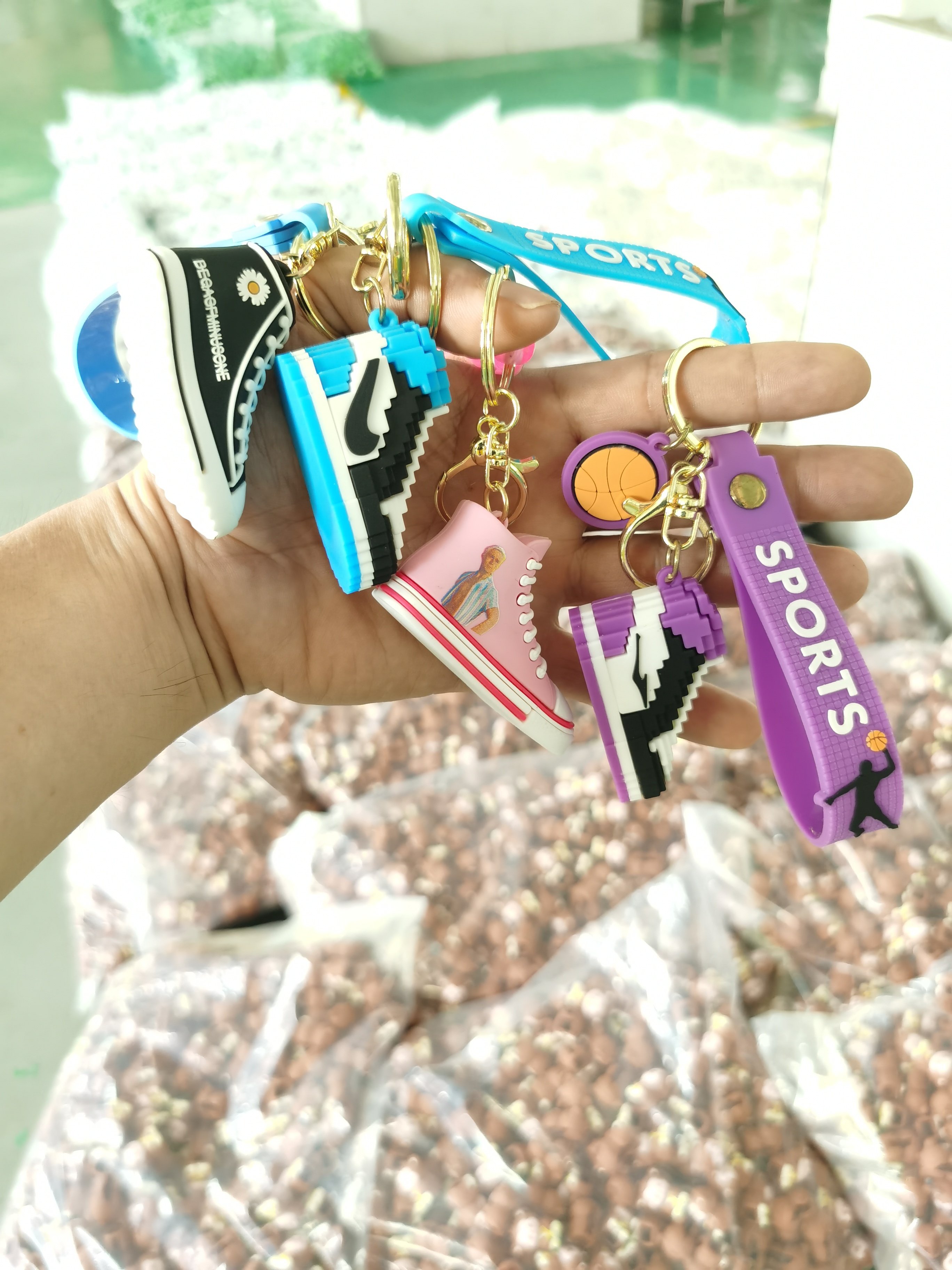 Hot Sell 3d Cartoon Cute Shoes Key Chain Car Key Bag Pendant Wholesale Factory custom 3D Pvc rubber keychains