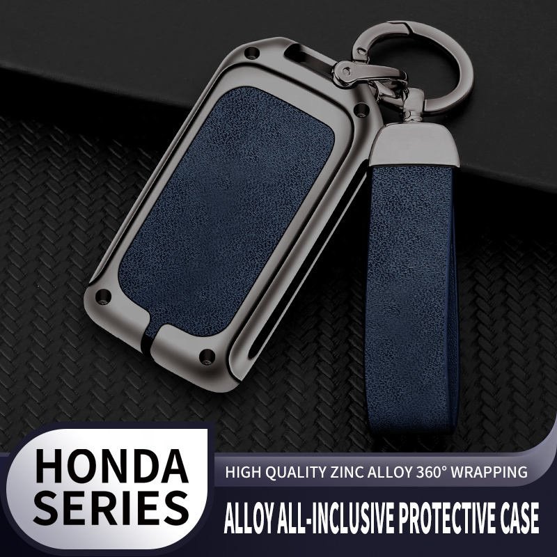 Metal Leather Custom Car Logo Car Key Case Cover For Honda Crv Cr-v Fit Civic Accord Hr-v Hrv City Odyssey Xr-v Accessories