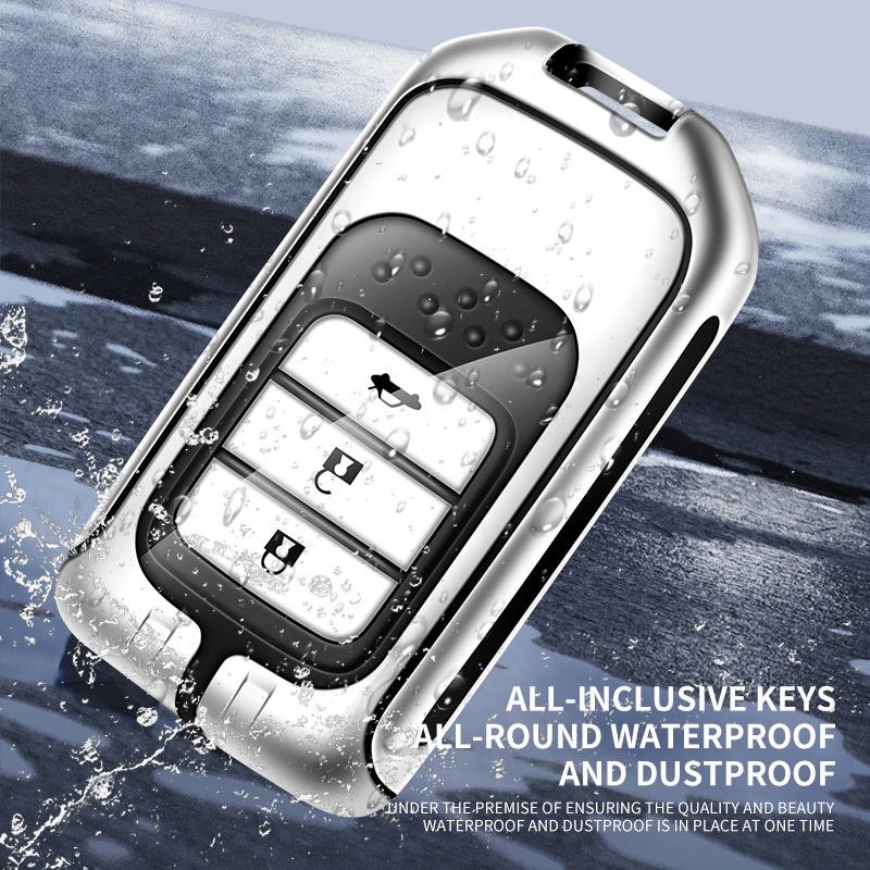 Metal Leather Custom Car Logo Car Key Case Cover For Honda Crv Cr-v Fit Civic Accord Hr-v Hrv City Odyssey Xr-v Accessories