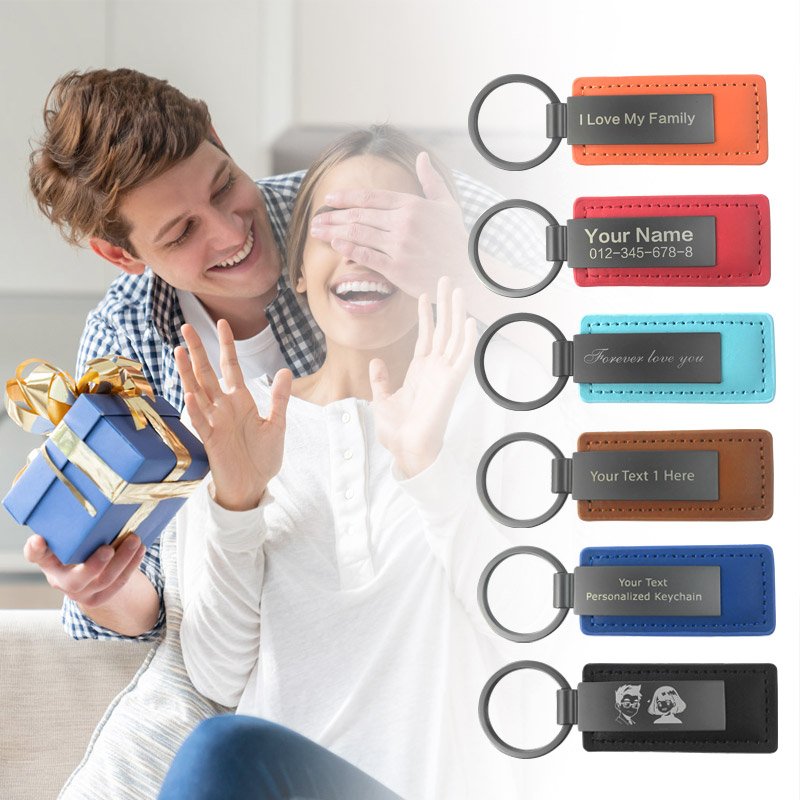Wholesale Promotional Personalized Car Brand Laser Logo Key Chain Keychain Holder Luxury Metal Pu Blank Custom Leather