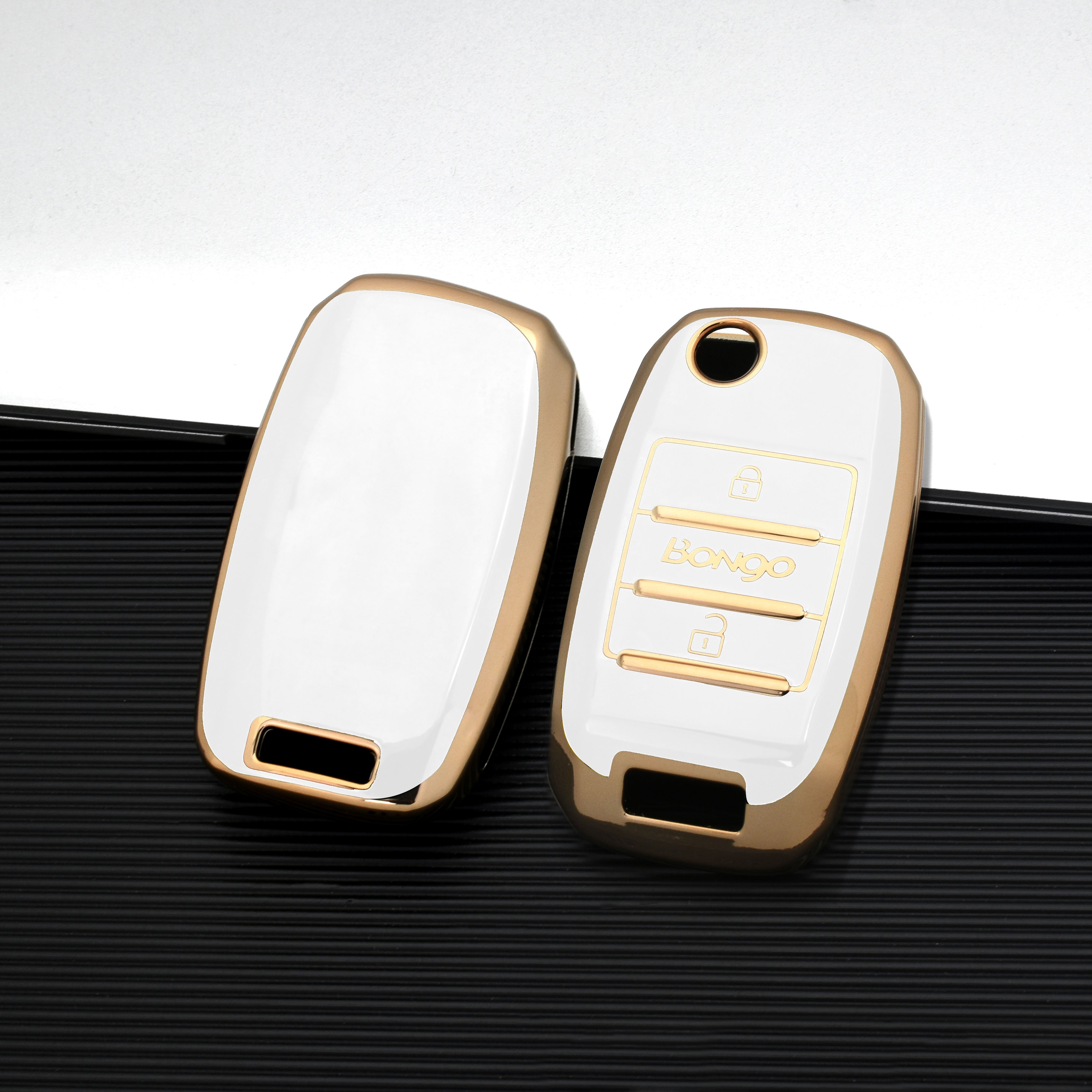 Hot selling gold chrome edge soft TPU silicone for kia bongo car remote control key cover case fob accessories