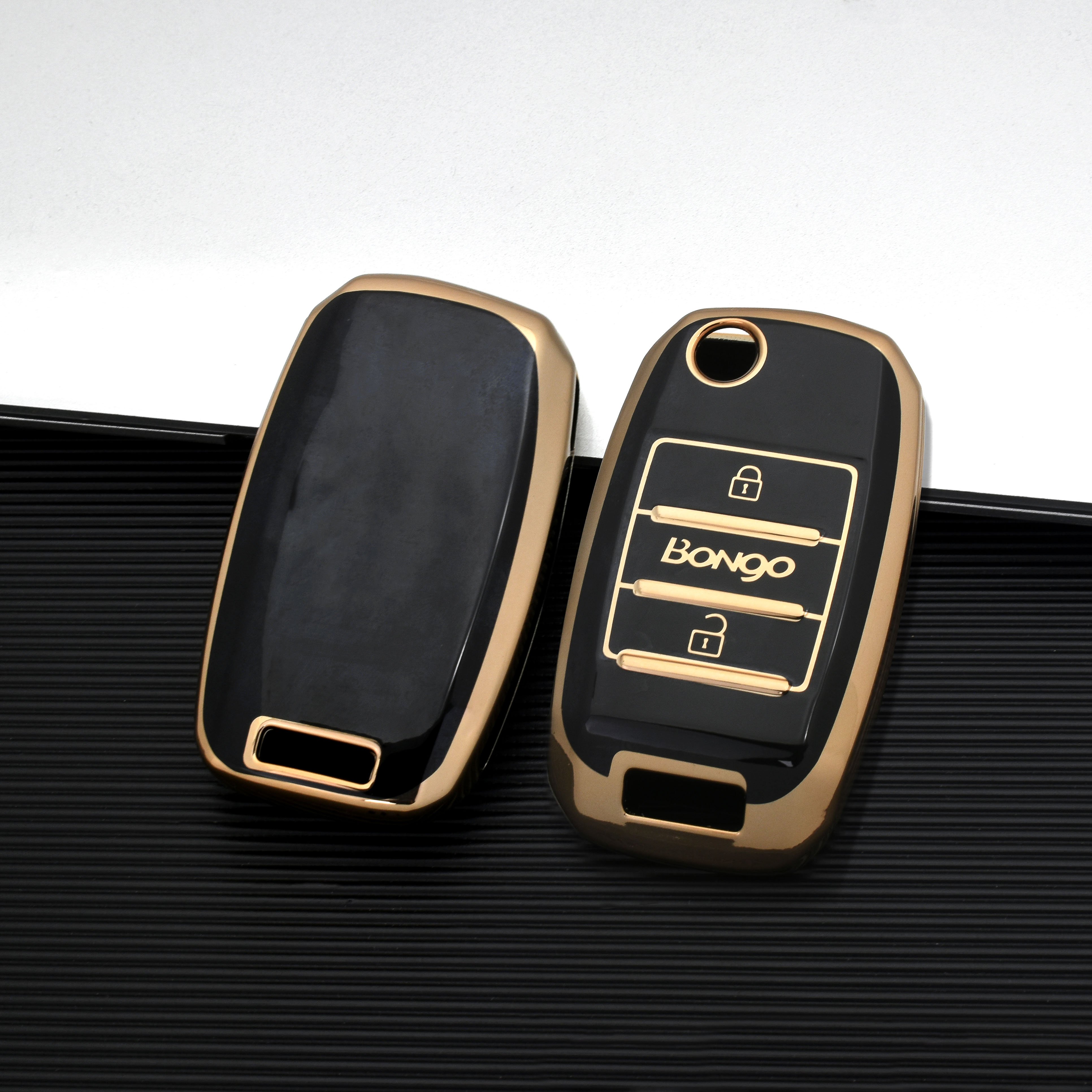 Hot selling gold chrome edge soft TPU silicone for kia bongo car remote control key cover case fob accessories