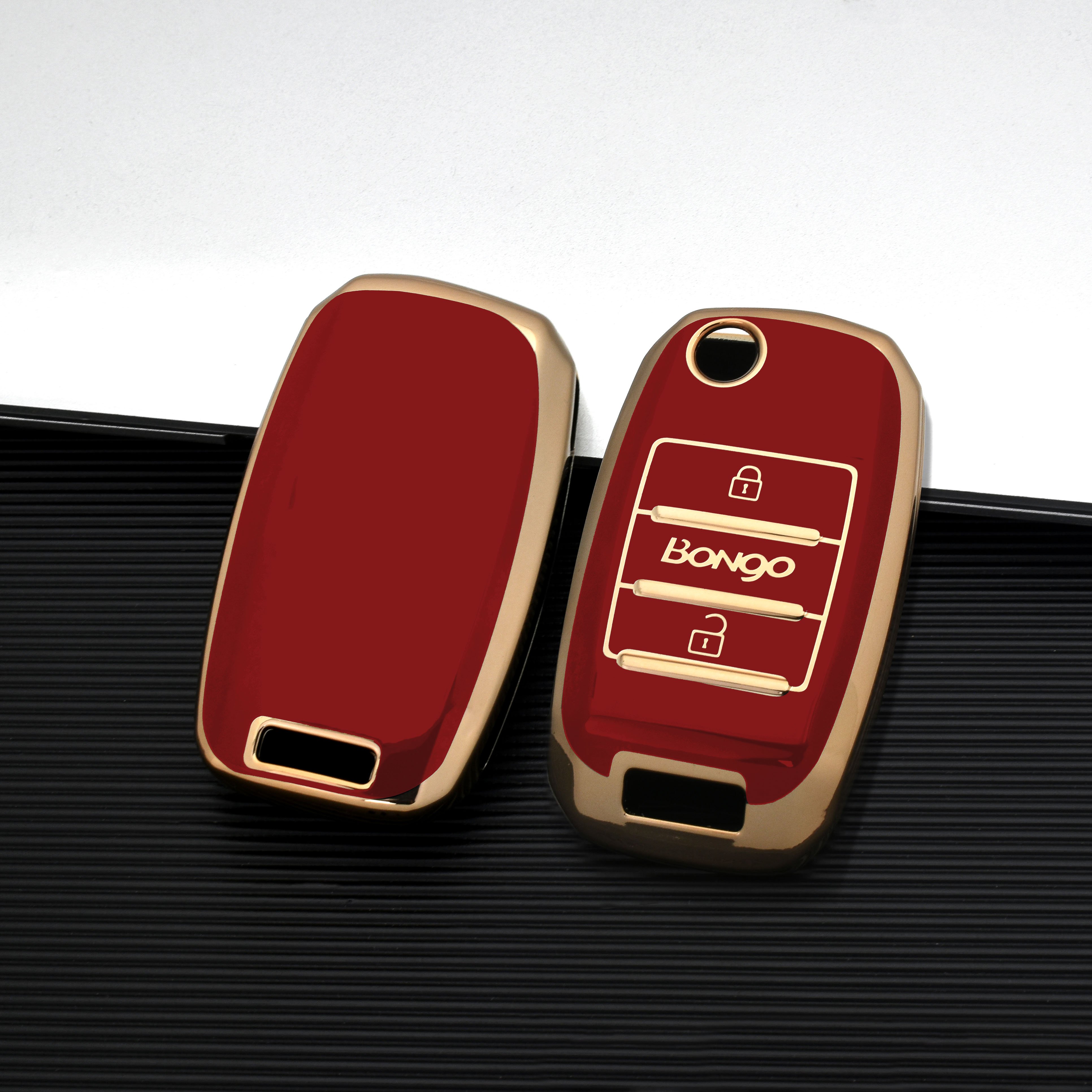 Hot selling gold chrome edge soft TPU silicone for kia bongo car remote control key cover case fob accessories