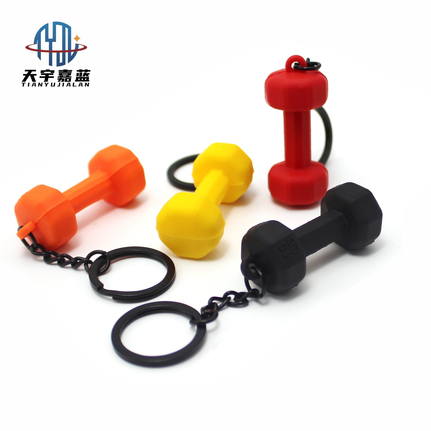 Tianyu Wholesale Cute Soft Rubber Fitness Keychain Powerhouse Gym Key Chain Factory Price Dumbbell Key Chain Ready To Ship
