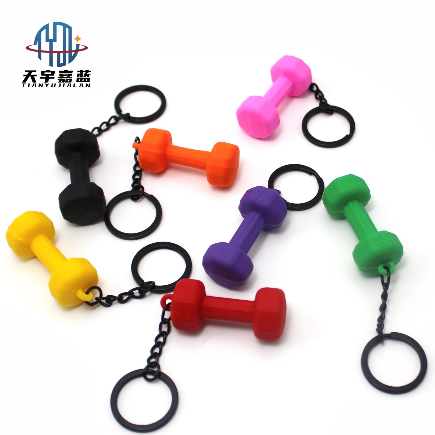 Tianyu Wholesale Cute Soft Rubber Fitness Keychain Powerhouse Gym Key Chain Factory Price Dumbbell Key Chain Ready To Ship