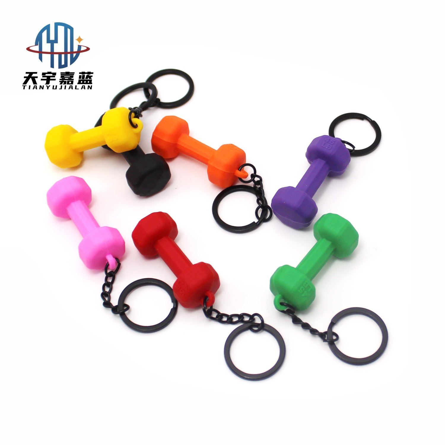 Tianyu Wholesale Cute Soft Rubber Fitness Keychain Powerhouse Gym Key Chain Factory Price Dumbbell Key Chain Ready To Ship