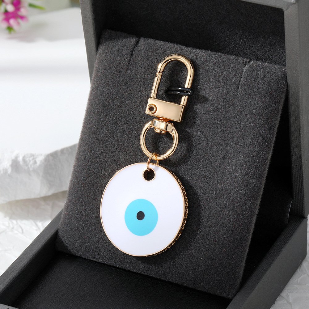 Lucky Evil Eye Keychain Ethnic Style Turkey Pink Blue Enamel Crystal Charm Pendant Key Ring Accessories
