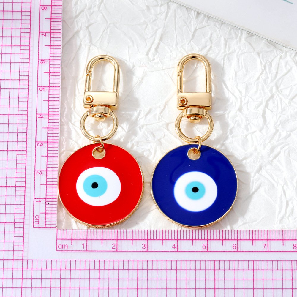 Lucky Evil Eye Keychain Ethnic Style Turkey Pink Blue Enamel Crystal Charm Pendant Key Ring Accessories
