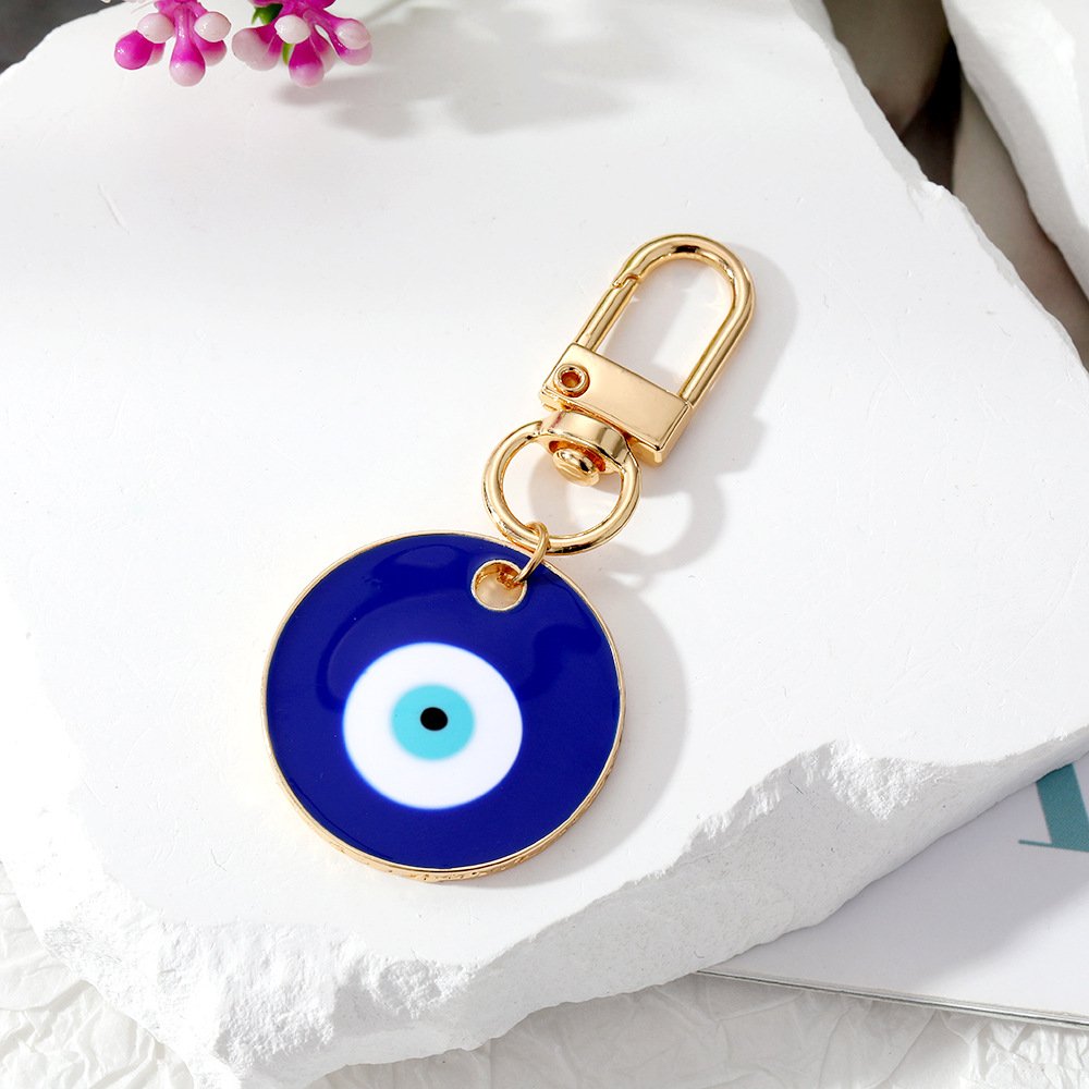 Lucky Evil Eye Keychain Ethnic Style Turkey Pink Blue Enamel Crystal Charm Pendant Key Ring Accessories