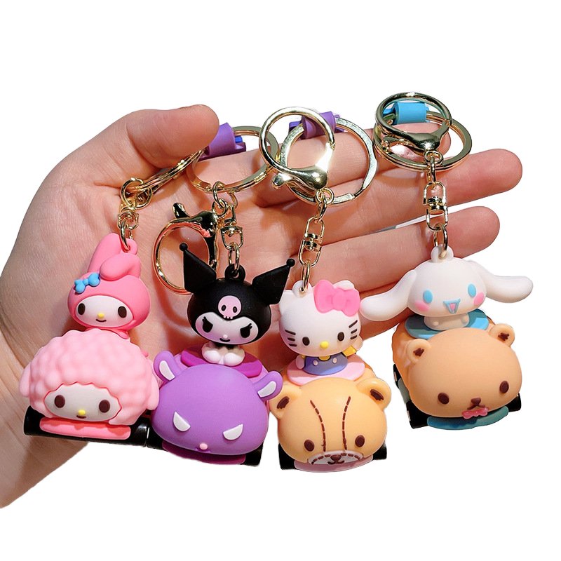 Xingxing Kawaii Keychain Anime Doll PVC Toys Keyring Women Pendant Backpack Car Key Chain Bag Accessories Kids Holiday Gift