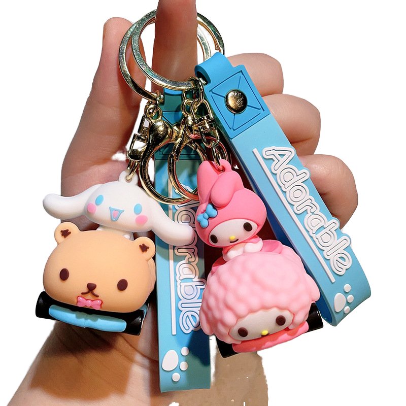 Xingxing Kawaii Keychain Anime Doll PVC Toys Keyring Women Pendant Backpack Car Key Chain Bag Accessories Kids Holiday Gift