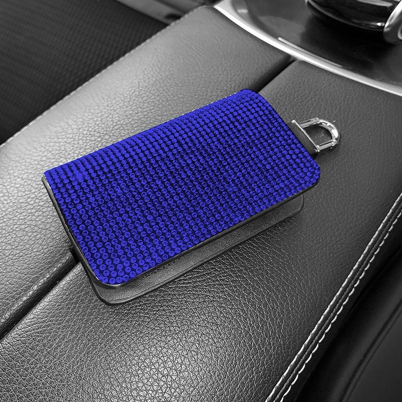 2023 Universal Crystal Leather Car Key Case Black Pu Zipper Keychain Protection Case Car Accessories