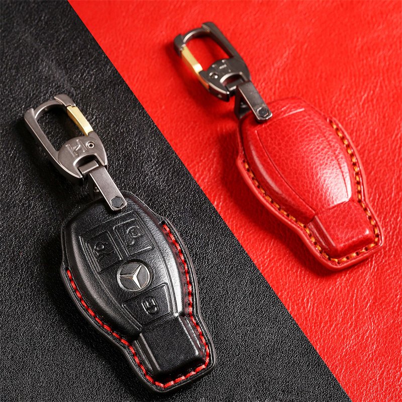 Genuine Leather Car Key Case Cover for Mercedes Benz A B S Class GLA GLB GLC GLK Accessories Keys Handmade Car key Shell