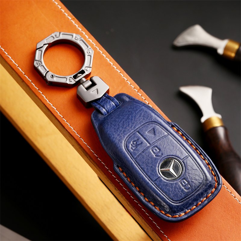Genuine Leather Car Key Case Cover for Mercedes Benz A B S Class GLA GLB GLC GLK Accessories Keys Handmade Car key Shell