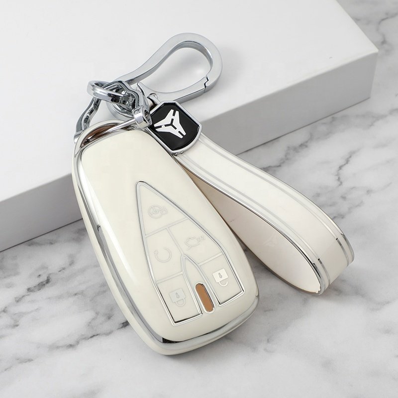 Sliver Edge TPU Car Key Case Cover with keychain For UNI-V T K Kaicene F70 Silicone Key Accessories