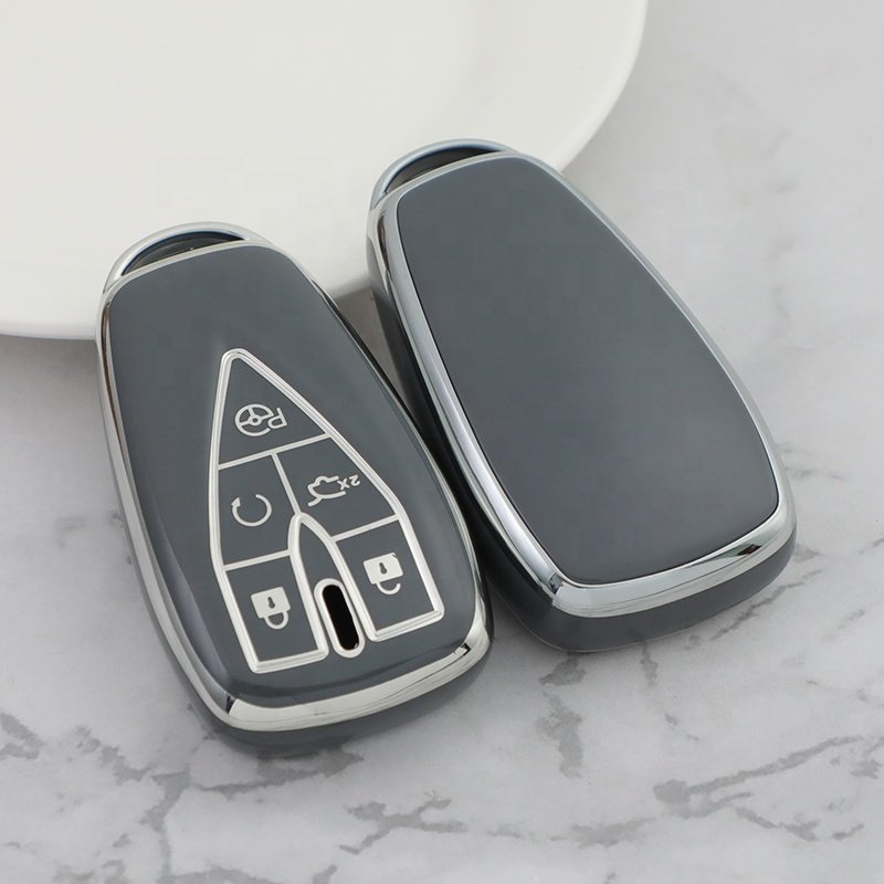 Sliver Edge TPU Car Key Case Cover with keychain For UNI-V T K Kaicene F70 Silicone Key Accessories