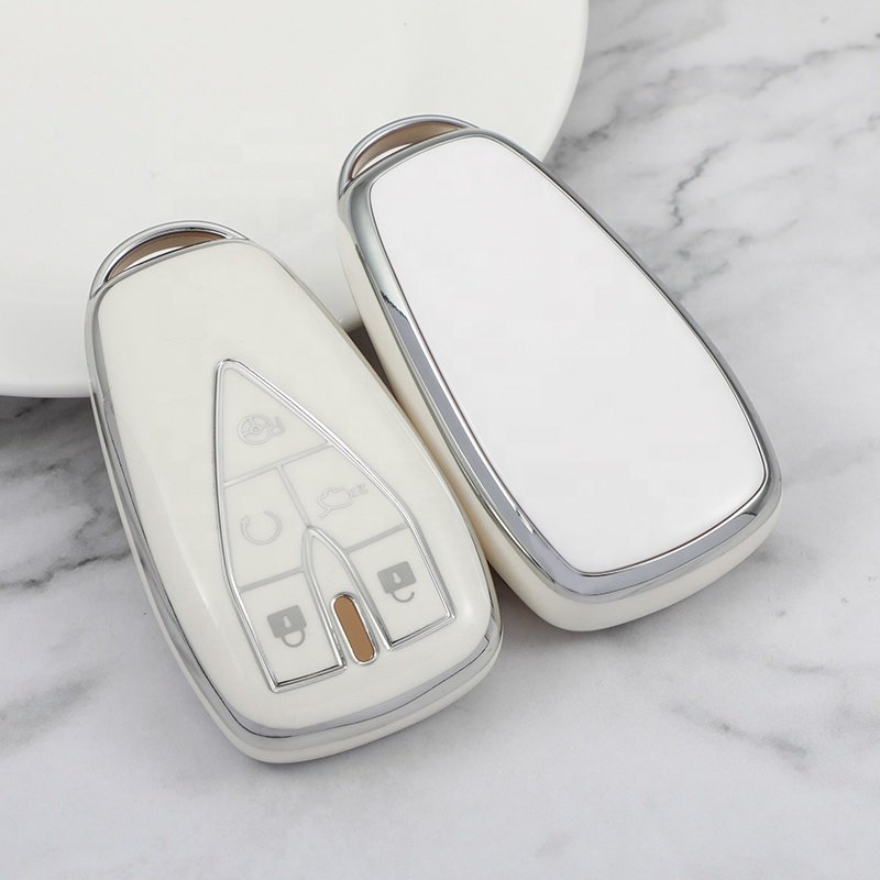 Sliver Edge TPU Car Key Case Cover with keychain For UNI-V T K Kaicene F70 Silicone Key Accessories