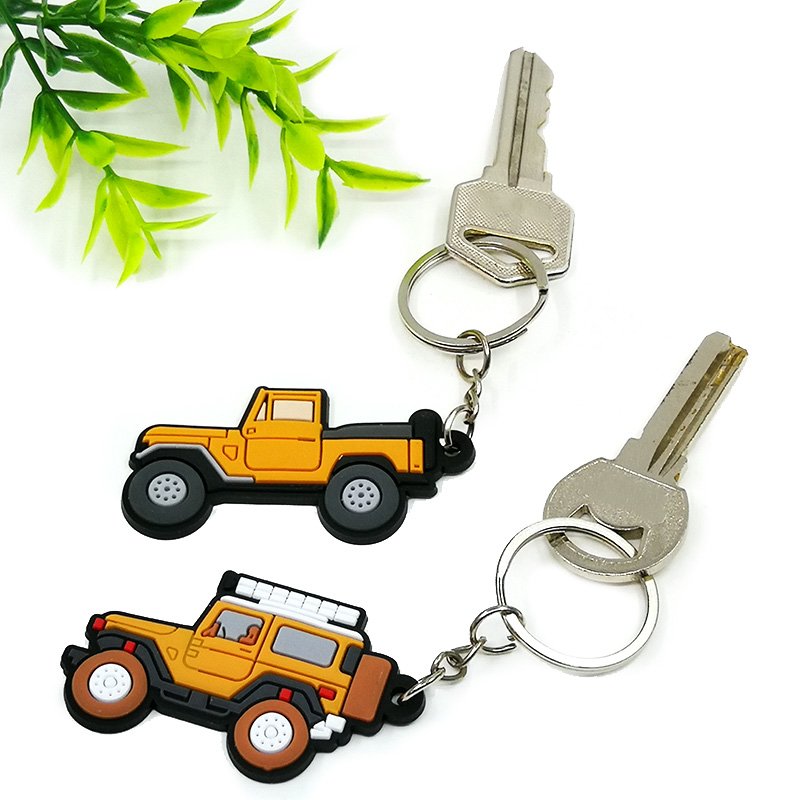 Factory Direct Custom Wholesale Pickup Trucks Small Car Silicone Key ring 2D Rubber KeyChain Soft PVC Keychains