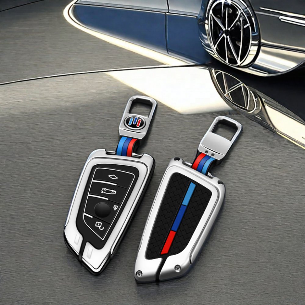 Customized Silicone Metal Car Key Case Cover Key Remote Control Keychain Protection Bag For BMW X1 X2 X3