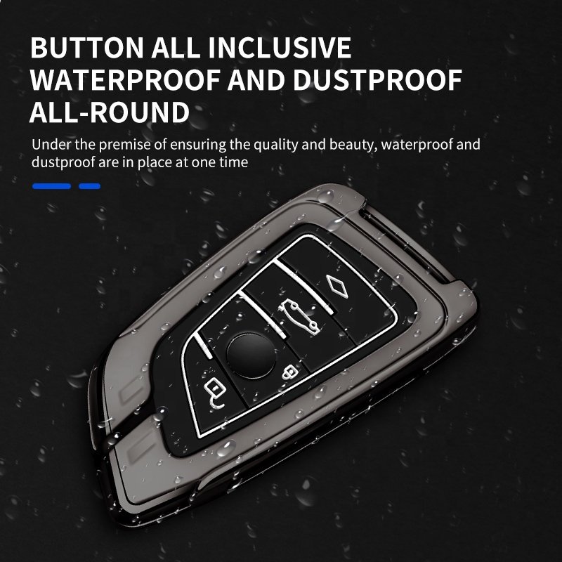 Customized Silicone Metal Car Key Case Cover Key Remote Control Keychain Protection Bag For BMW X1 X2 X3