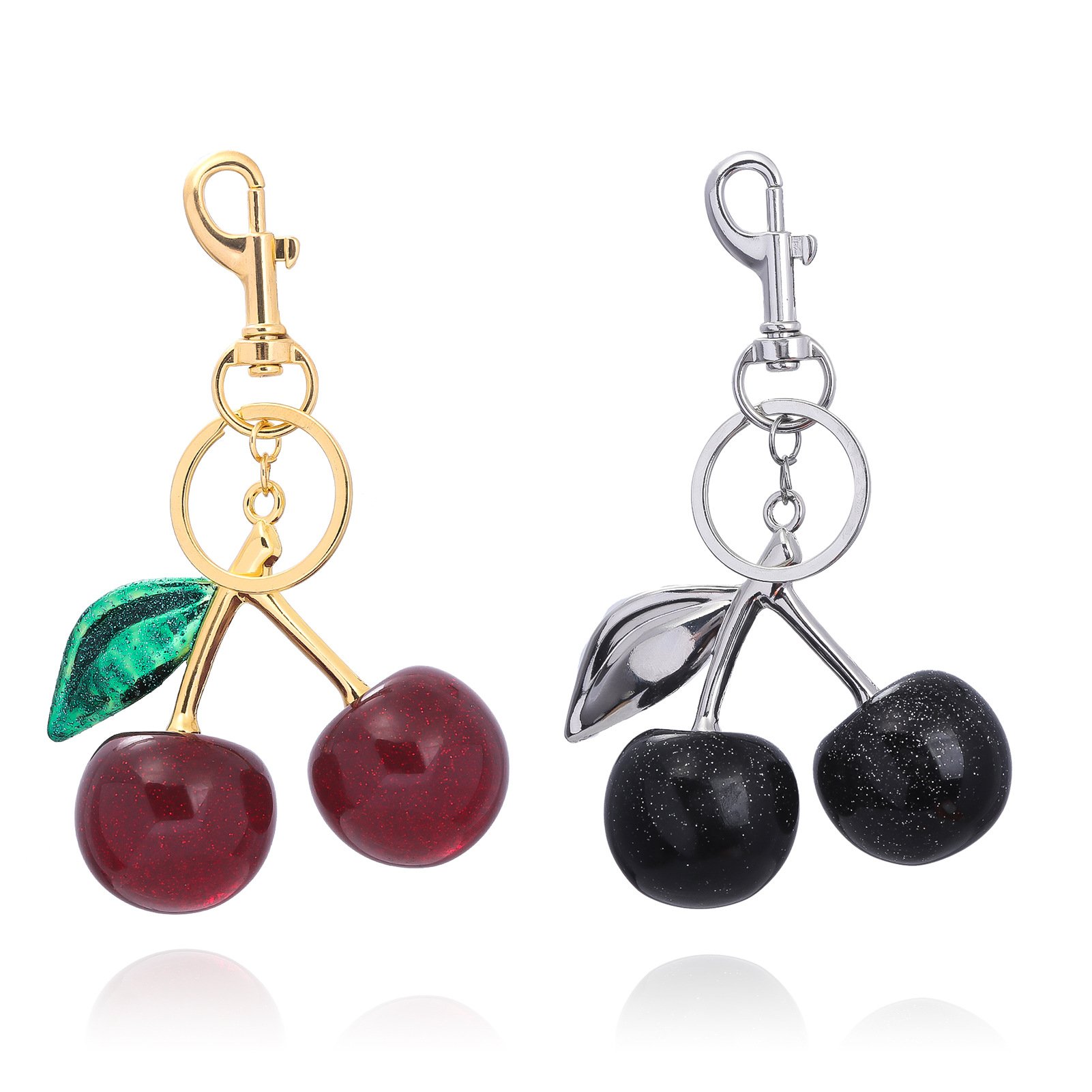 New Style Wholesale Bulk 3D Crystal Key Chain Women Girl Bag Charms Keyring 3D Crystal Cherry Keychain