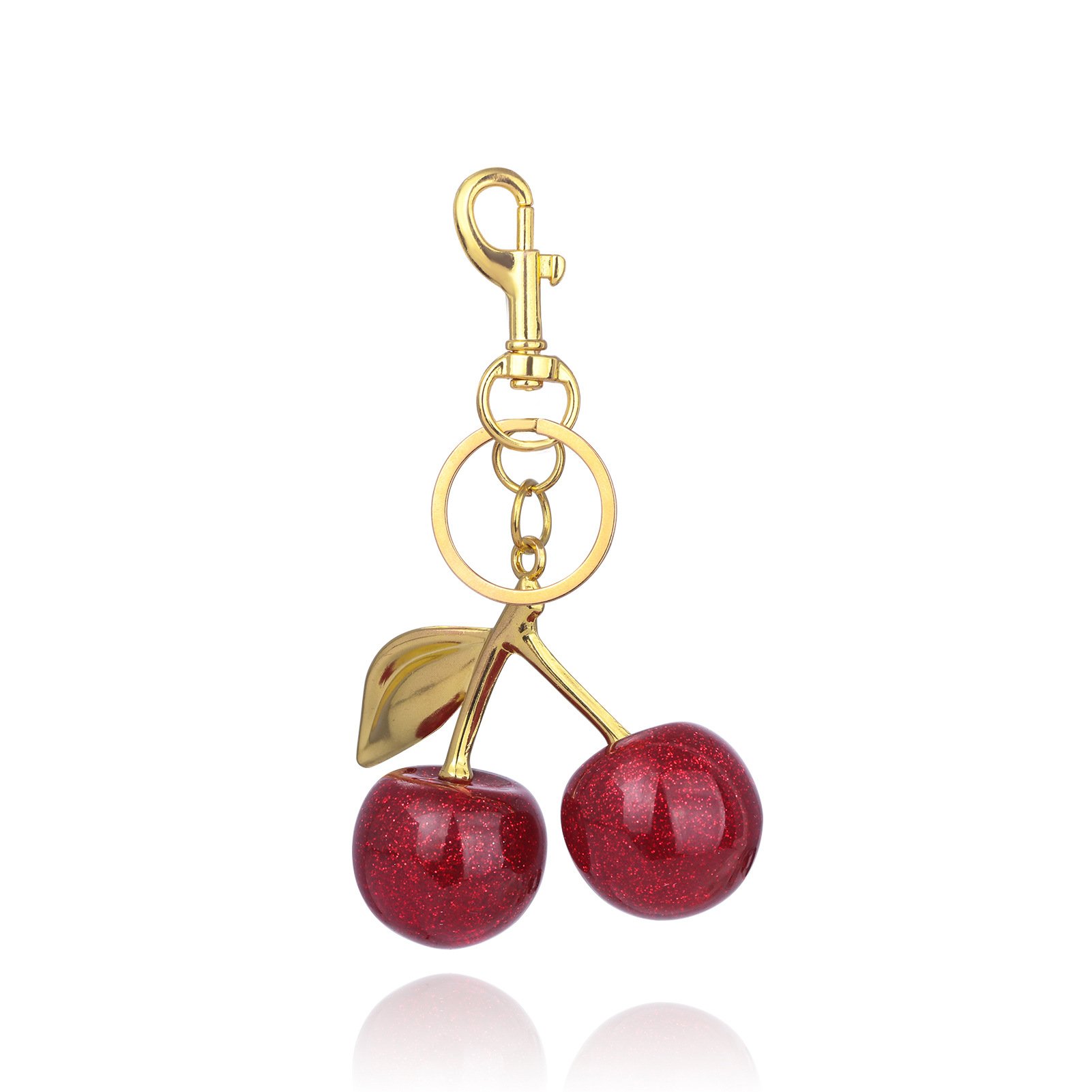 New Style Wholesale Bulk 3D Crystal Key Chain Women Girl Bag Charms Keyring 3D Crystal Cherry Keychain