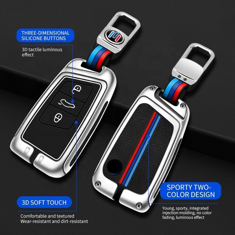 Customizable Logo Car Key Fob Case Metal and Silicone Key Cover for Decoration Made of Zinc Alloy