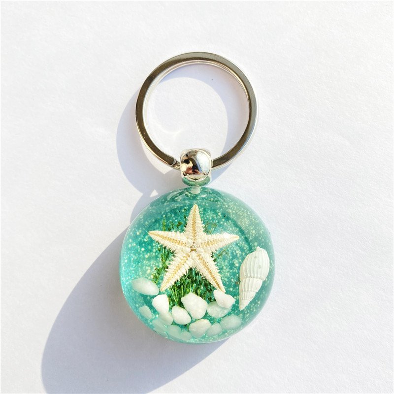 New starfish amber keychain simple cartoon resin bag car key chain pendant accessories seaside tourism souvenirs gift wholesale