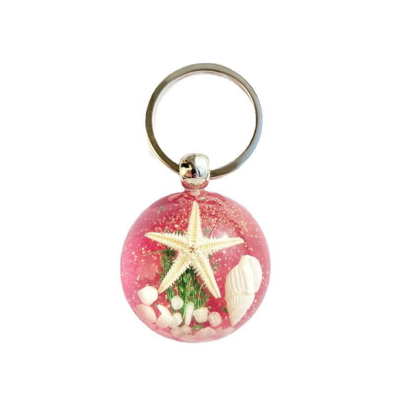 New starfish amber keychain simple cartoon resin bag car key chain pendant accessories seaside tourism souvenirs gift wholesale