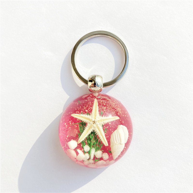 New starfish amber keychain simple cartoon resin bag car key chain pendant accessories seaside tourism souvenirs gift wholesale