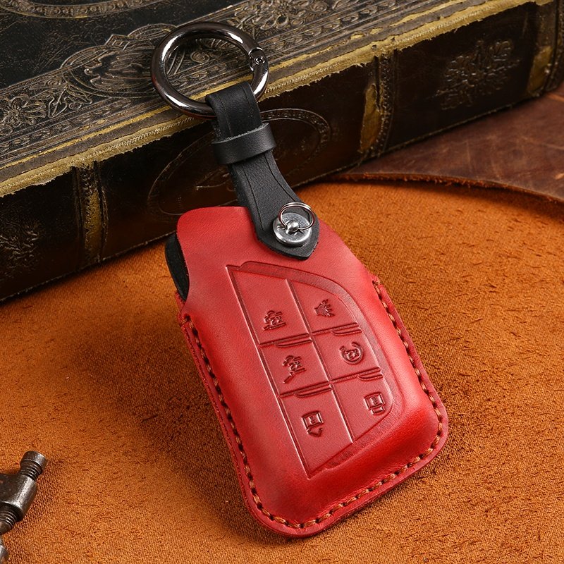 Hand Made Genuine Leather Car Key Case Cover for Cadillac CT4 CT5 Escalade ESV XT6 XT5 LYRIQ Car Key case Fob Shell