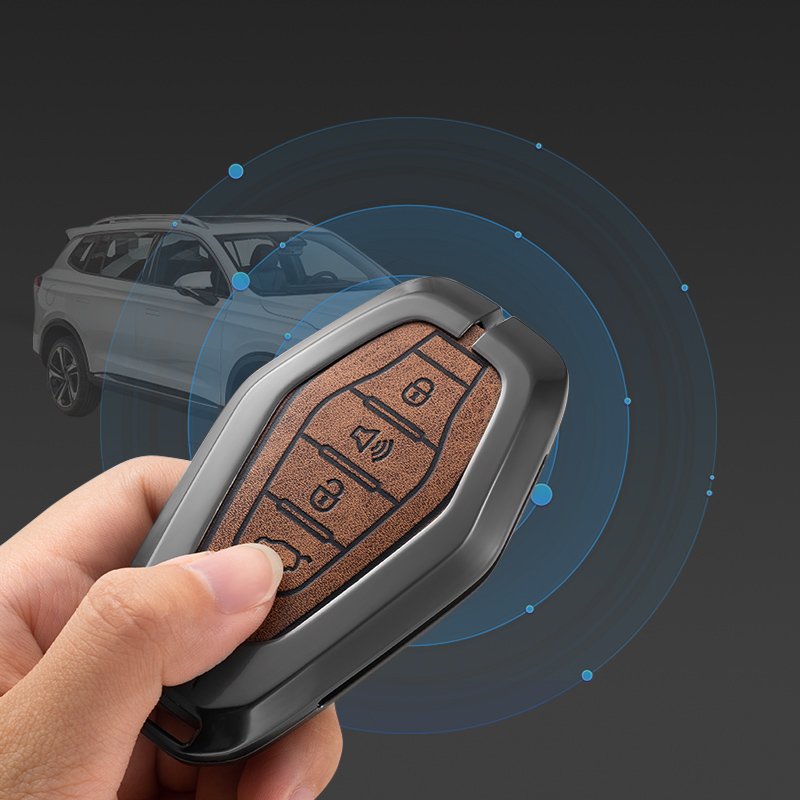 Leather Car Key Case Zinc Alloy Smart Leather for Chery JETOUR X70 X70plus X70m X90plus X95pro 4 Button Car Key Accessories