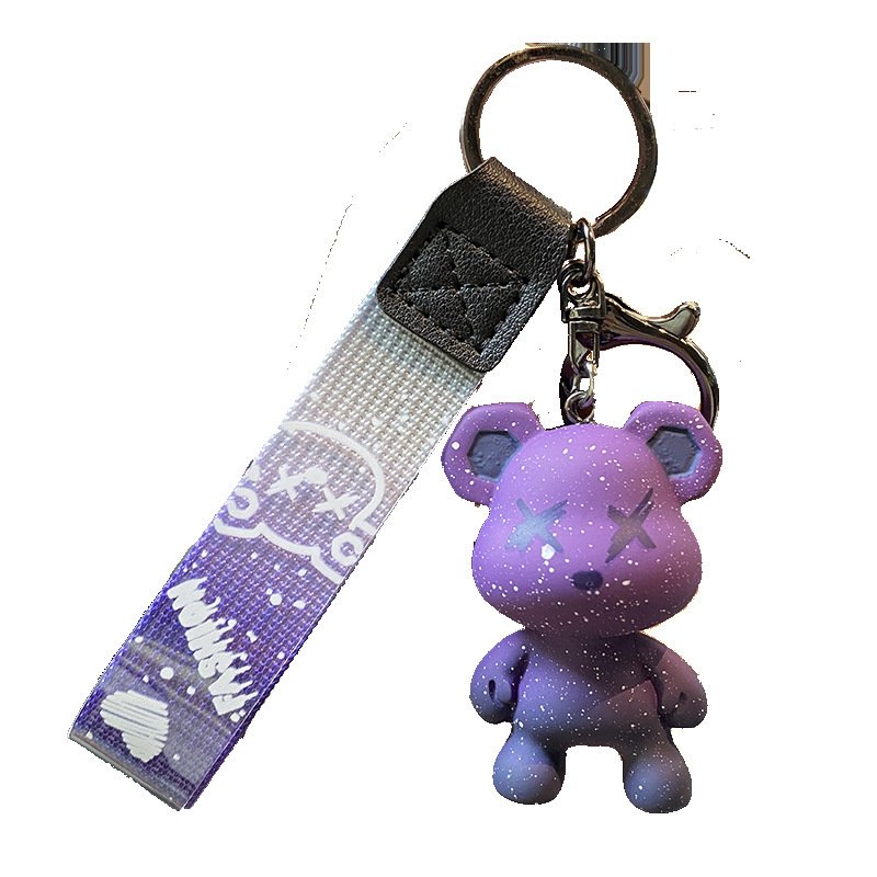 Italian dazzle colour chameleon bear keychain cartoon personality schoolbag bag charm car chain men and women doll small gifts