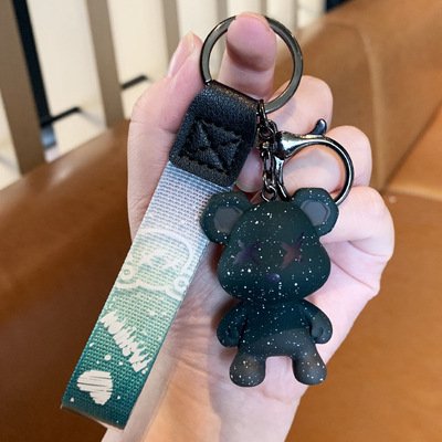 Italian dazzle colour chameleon bear keychain cartoon personality schoolbag bag charm car chain men and women doll small gifts