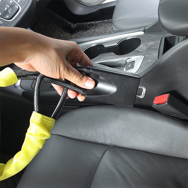 Hot-selling car steering wheel wire rope lock, car interior accessories, with key car security lock.