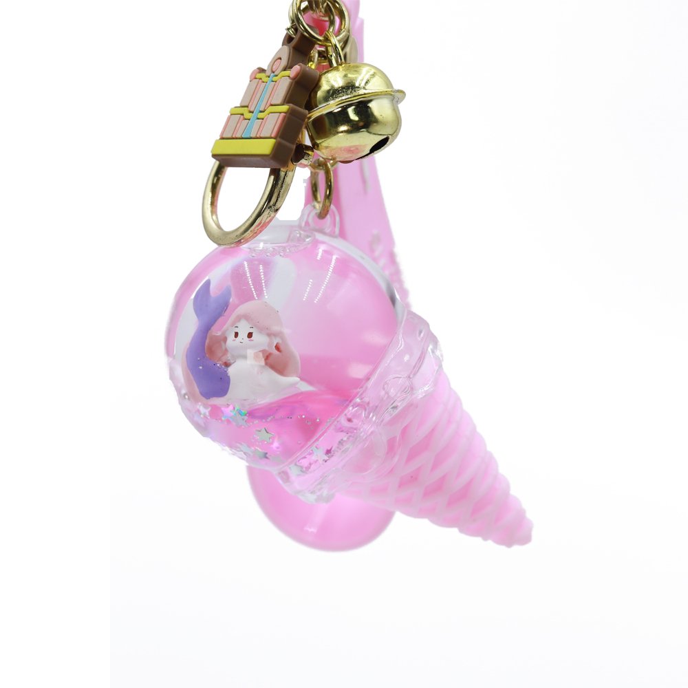 3D PVC Cute Liquid Ice Cream Bottle Key chain Colorful Girls Keychains For Pendant Lady Backpack mermaid Keyring