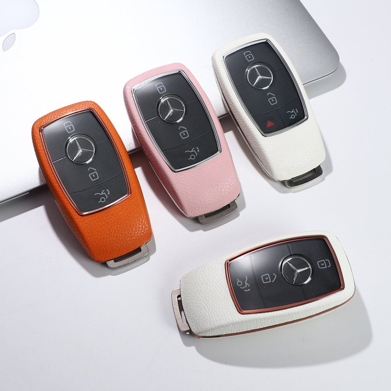 For Benz leather Key Fob Cover 3/4 button key shell fit for Benz New E-Series / new S-class / new C-class car key cover key case
