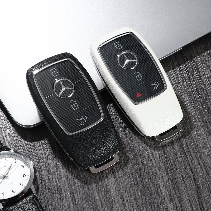 For Benz leather Key Fob Cover 3/4 button key shell fit for Benz New E-Series / new S-class / new C-class car key cover key case