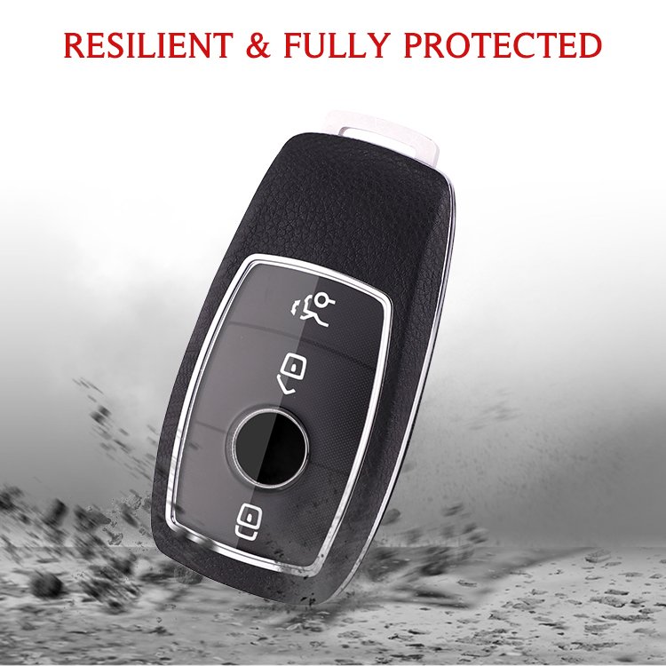 For Benz leather Key Fob Cover 3/4 button key shell fit for Benz New E-Series / new S-class / new C-class car key cover key case