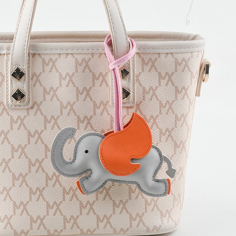 Custom Animal Bag Charm for Women Handbag Pendant Mini Luxury Leather Bag Charms Hot Sale Cute PU Elephant Zinc Alloy