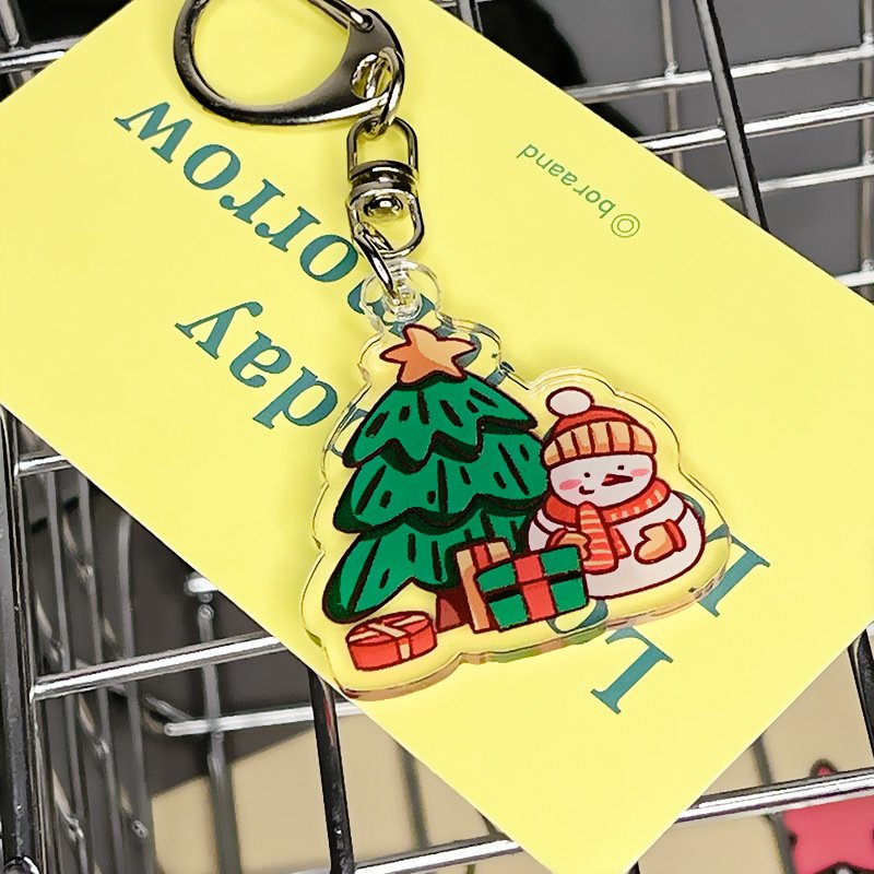 Christmas gift custom Plastic Pendant Laser Charm Acrylic Keychain UV Print Custom Acrylic Key Chain Cute Keychain Acrylic Charm