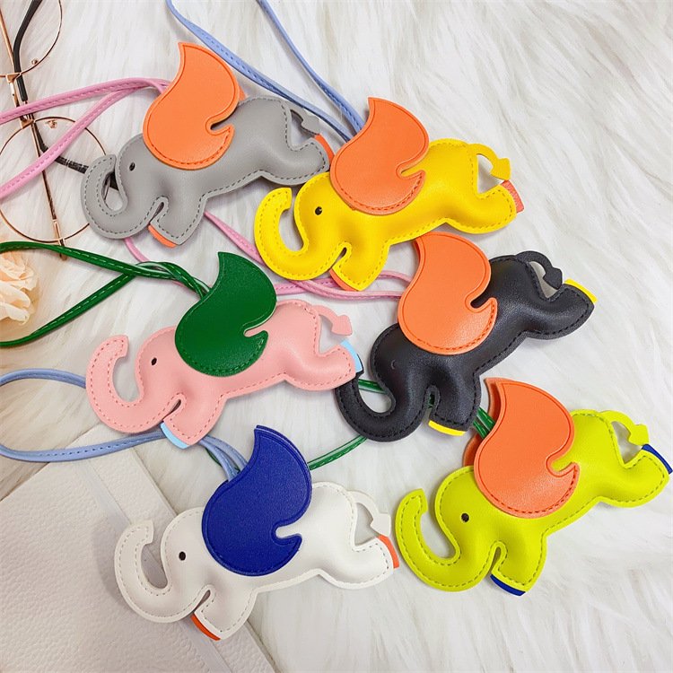 Lovely PU Leather Animal Keychain Elephant Pendant Car Key Chain Women Girls School Bag Charm Accessories