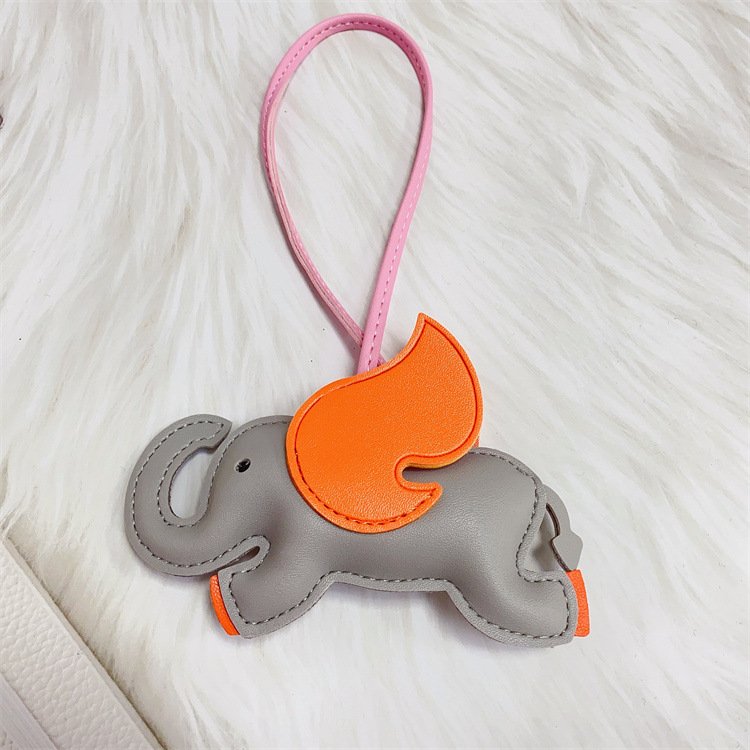 Lovely PU Leather Animal Keychain Elephant Pendant Car Key Chain Women Girls School Bag Charm Accessories
