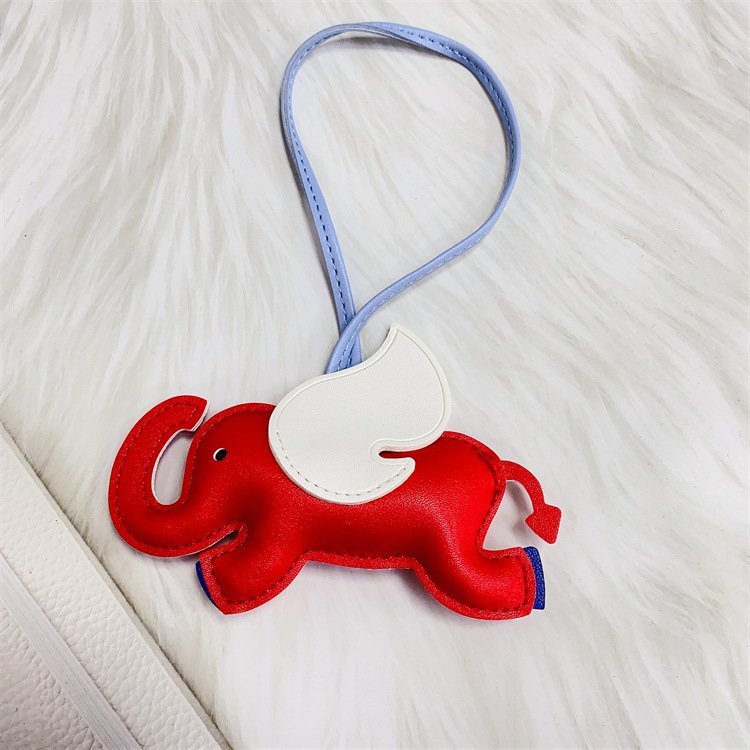 Lovely PU Leather Animal Keychain Elephant Pendant Car Key Chain Women Girls School Bag Charm Accessories